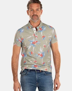 NZA New Zealand Auckland Polo-Shirts|Groene Polo Met Bloemenprint-Misty Army