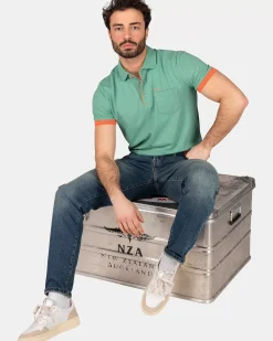 NZA New Zealand Auckland Polo-Shirts|Groene Polo Met Stretch-Amazon Green