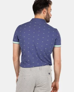 NZA New Zealand Auckland Polo-Shirts|Katoenen Polo Met Kleine Print-Dusk Navy
