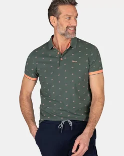 NZA New Zealand Auckland Polo-Shirts|Katoenen Polo Met Kleine Print-Chalk Green