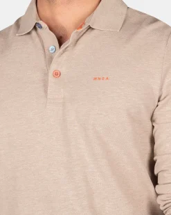 NZA New Zealand Auckland Polo-Shirts|Katoenen Polo Met Lange Mouwen-Shimmering Sand