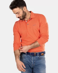 NZA New Zealand Auckland Polo-Shirts|Katoenen Polo Met Lange Mouwen-Golden Orange