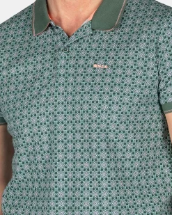 NZA New Zealand Auckland Polo-Shirts|Katoenen Polo Met Print-Chalk Green