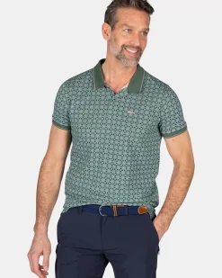 NZA New Zealand Auckland Polo-Shirts|Katoenen Polo Met Print-Chalk Green