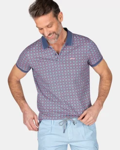 NZA New Zealand Auckland Polo-Shirts|Katoenen Polo Met Print-Dusk Navy
