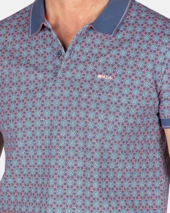 NZA New Zealand Auckland Polo-Shirts|Katoenen Polo Met Print-Dusk Navy