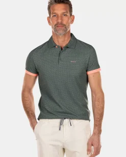 NZA New Zealand Auckland Polo-Shirts|Katoenen Polo Met Stippen-Chalk Green