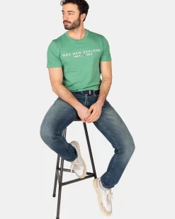NZA New Zealand Auckland T-Shirts|Katoenen T-Shirt Met Logo-Amazon Green