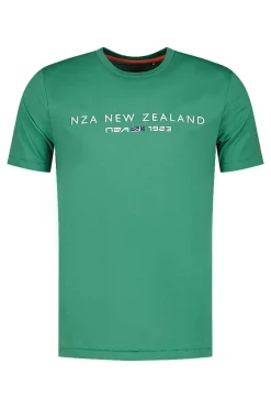 NZA New Zealand Auckland T-Shirts|Katoenen T-Shirt Met Logo-Amazon Green