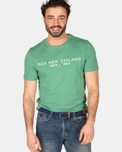 NZA New Zealand Auckland T-Shirts|Katoenen T-Shirt Met Logo-Amazon Green