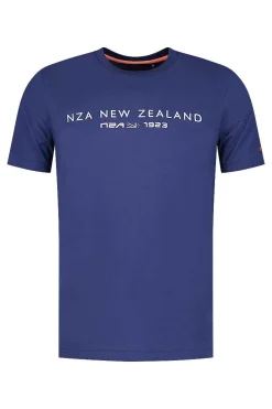 NZA New Zealand Auckland T-Shirts|Katoenen T-Shirt Met Logo-Dusk Navy