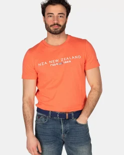 NZA New Zealand Auckland T-Shirts|Katoenen T-Shirt Met Logo-Golden Orange