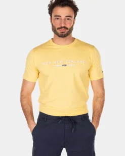 NZA New Zealand Auckland T-Shirts|Katoenen T-Shirt Met Logo-Iguana Yellow