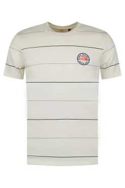 NZA New Zealand Auckland T-Shirts|Katoenen T-Shirt Met Strepen-Cream