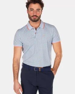 NZA New Zealand Auckland Polo-Shirts|Lichtblauwe Polo Met Stippen-Rhythm Blue