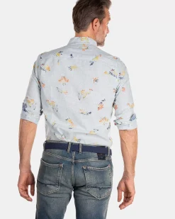 NZA New Zealand Auckland Overhemden|Linnen Overhemd Met Bloemenprint-Amazon Green