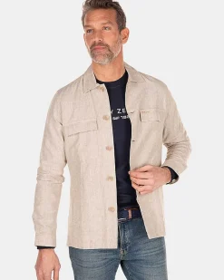 NZA New Zealand Auckland Overhemden|Linnen Overshirt-Shimmering Sand