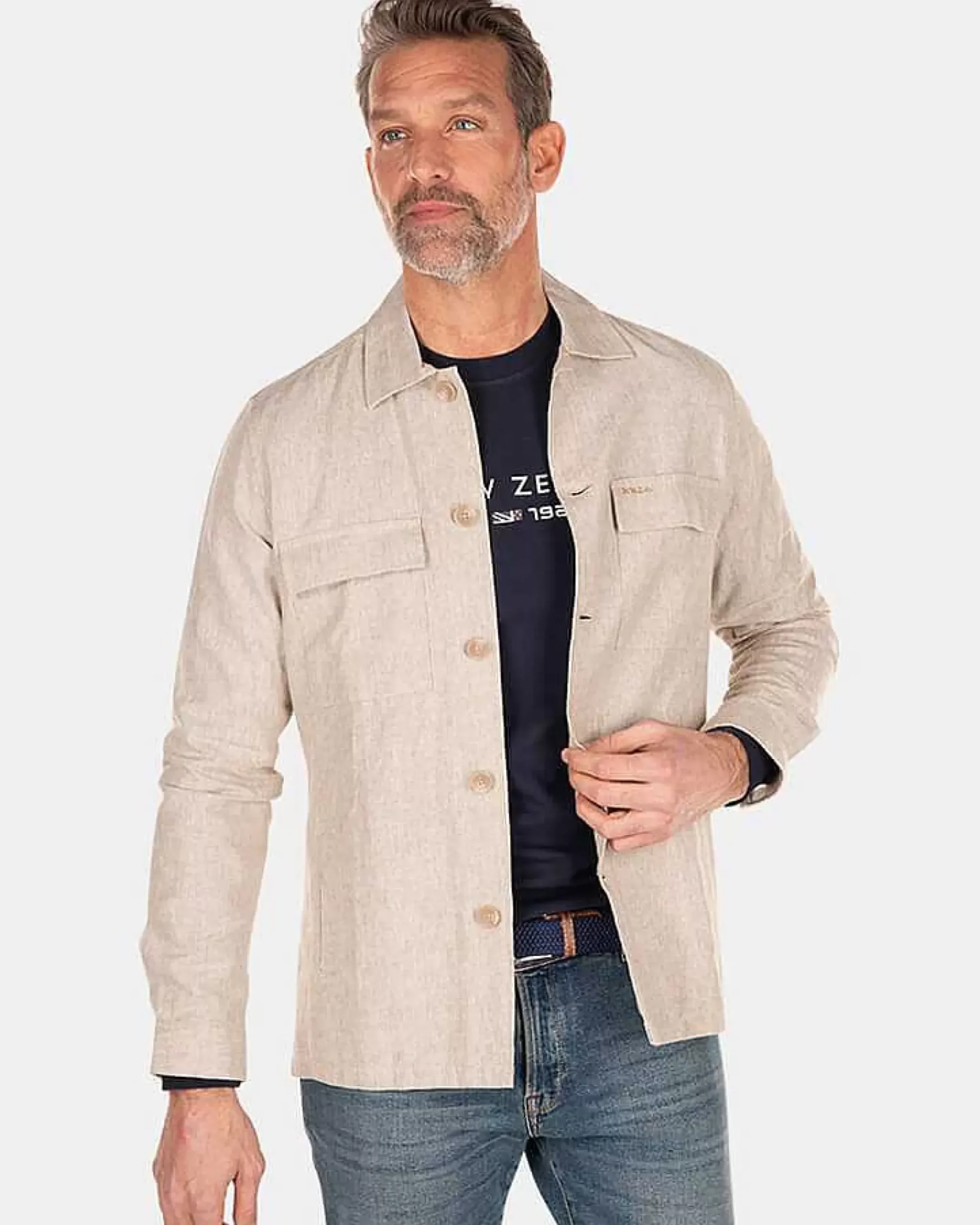 NZA New Zealand Auckland Overhemden|Linnen Overshirt-Shimmering Sand