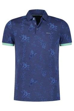 NZA New Zealand Auckland Polo-Shirts|Navy Polo Met Bloemen-Dusk Navy