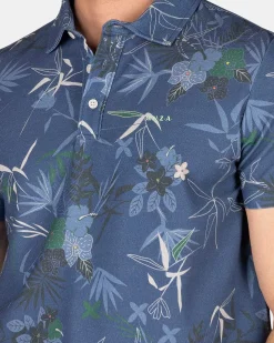 NZA New Zealand Auckland Polo-Shirts|Navy Polo Met Bloemenprint-Dusk Navy