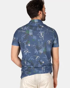 NZA New Zealand Auckland Polo-Shirts|Navy Polo Met Bloemenprint-Dusk Navy