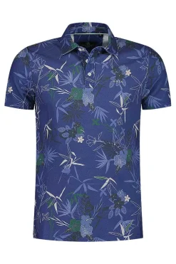 NZA New Zealand Auckland Polo-Shirts|Navy Polo Met Bloemenprint-Dusk Navy
