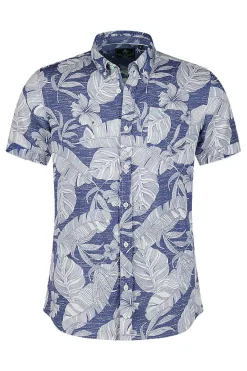 NZA New Zealand Auckland Overhemden|Overhemd Met Korte Mouw En Bloemenprint-Dusk Navy