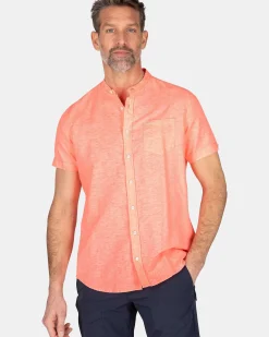 NZA New Zealand Auckland Overhemden|Overhemd Zonder Kraag Met Korte Mouw-Fury Pink
