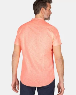 NZA New Zealand Auckland Overhemden|Overhemd Zonder Kraag Met Korte Mouw-Fury Pink
