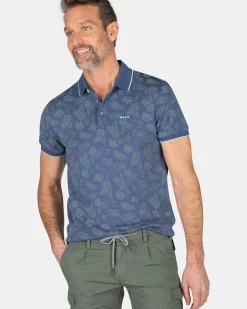 NZA New Zealand Auckland Polo-Shirts|Polo Met Bladprint-Dusk Navy