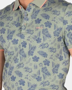 NZA New Zealand Auckland Polo-Shirts|Polo Met Bladprint-Mellow Army