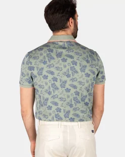 NZA New Zealand Auckland Polo-Shirts|Polo Met Bladprint-Mellow Army