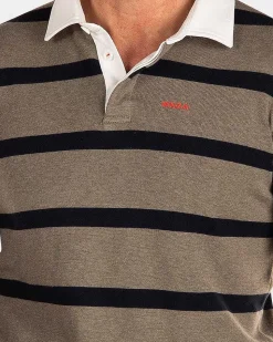 NZA New Zealand Auckland Polo-Shirts|Rugby Shirt Met Grote Strepen-Misty Army