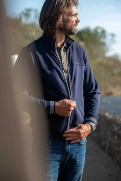 NZA New Zealand Auckland Sweats|Vest Met Gekleurde Bies-Traditional Navy