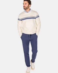 NZA New Zealand Auckland Sweats|Witte Sweater Met Blauwe Streep-Cream