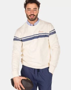NZA New Zealand Auckland Sweats|Witte Sweater Met Blauwe Streep-Cream