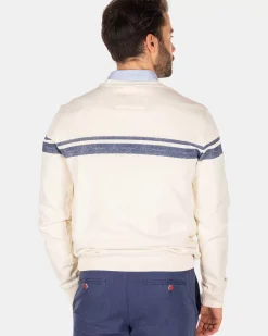 NZA New Zealand Auckland Sweats|Witte Sweater Met Blauwe Streep-Cream