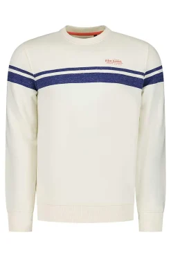NZA New Zealand Auckland Sweats|Witte Sweater Met Blauwe Streep-Cream